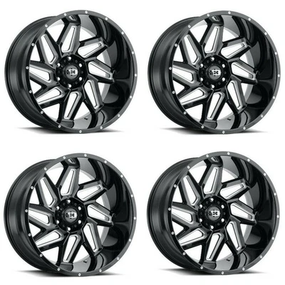 Set 4 22" Vision 361 Spyder Gloss Black Milled Spoke Wheels 22x10 5x5 Rims -19mm - Image 1 of 4