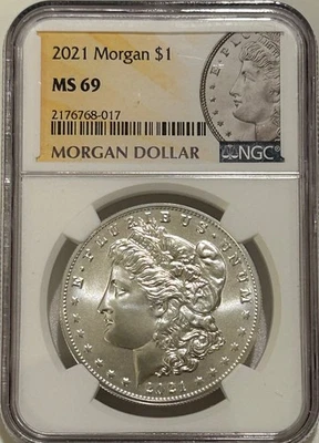 2021 P Morgan Silver Dollar NGC MS69 - Image 1 of 4
