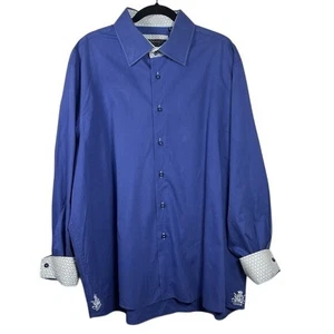 COOGI royalblaues Herren 4XL Baumwollhemd bestickte Bündchen Kontrastfutter - Bild 1 von 9