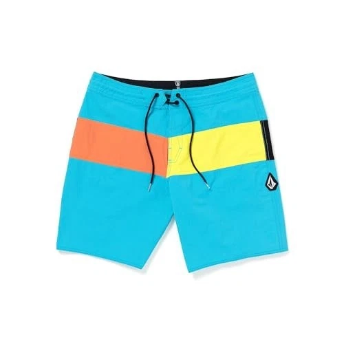 Traje de baño Volcom para hombre ajuste regular 31 azul amarillo naranja Foto 1 de 1