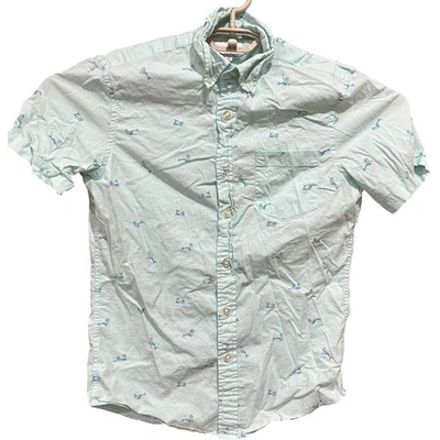Sonoma Button Up Shirt Size S Green All Over Mermaid Print Short Sleeves Cotton - Image 1 of 4