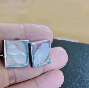 Gebrauchte Sterling Silber 925 Vintage Manschettenknöpfe Perlmutt Inlay bitte lesen  - Bild 1 von 18