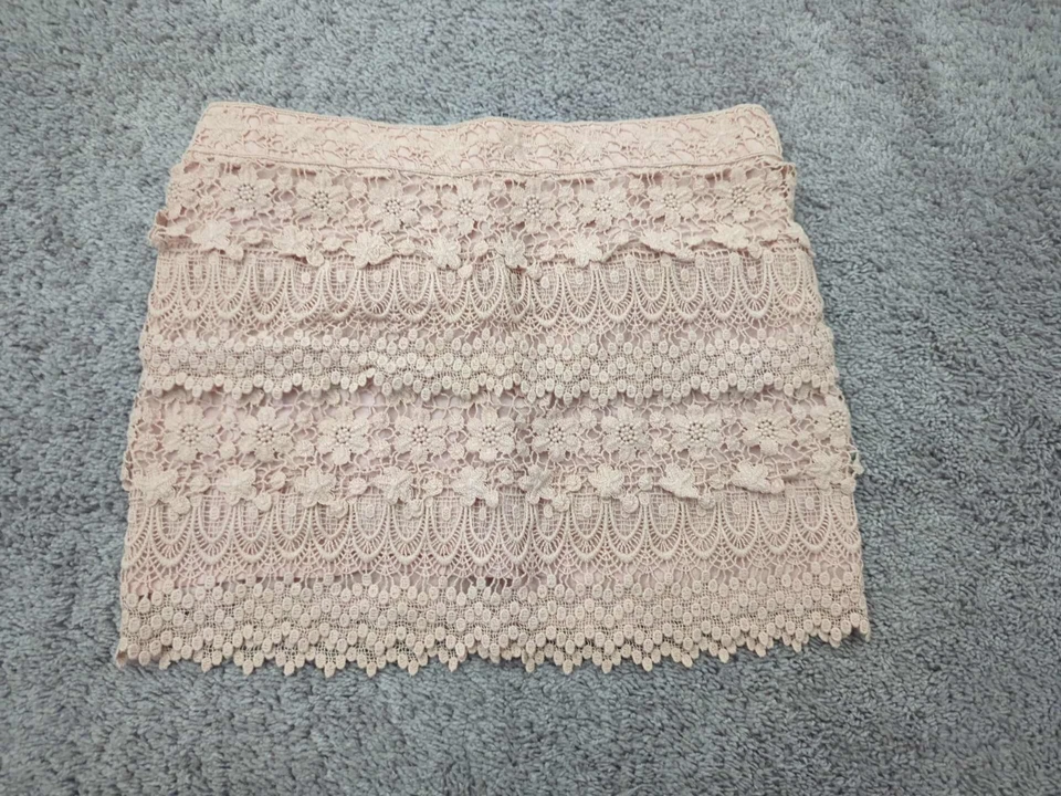 Falda American Eagle Para Mujer 8 Capas Rosa Crochet Encaje Mini Forrada Cottagecore Foto 1 de 4