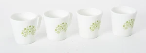 Vintage Pyrex Milk Glass Honeydew Melon Floral Mugs Set of 4 - Picture 1 of 6