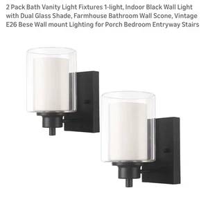 2 Pieces Bath Vanity Light Fixtures 1-light, Indoor Black Wall Light with Dual - Picture 1 of 14