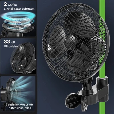 Premium Clip Ventilator oszilierend für Growbox Grow Grower Zelt Lüfter mit Stro - Bild 1 von 4