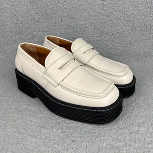 Marni Loafers Womens 8.5 38.5 Shoes Off White Penny Platform Chunky Moccasin ! - Picture 1 of 12