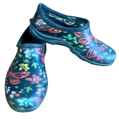 SLOGGERS Garden Shoes Women’s Size 8 Butterflies Floral Red Waterproof Slip On - Image 1 of 4