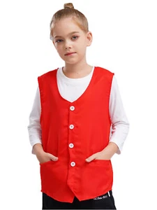 Boys Girls Vest Children Waistcoat Solid Color Uniform Kids Costume Volunteer - Picture 1 of 122