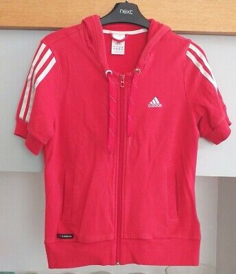 Adidas Red Short Sleeve Zip Hoodie Size 10 • 21.68€