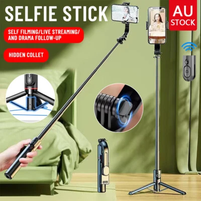 Bluetooth Unipod Selfie Stick Rotating Tripod Wireless Remote For Mobile Phone - image 1 of 4