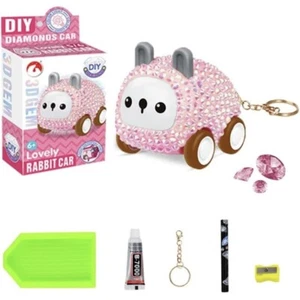 Zum Selbermachen 3D Diamant Edelstein Kunst Auto Spielzeug Hase niedliches Tier Handwerk für Kinder rosa NEU - Bild 1 von 10