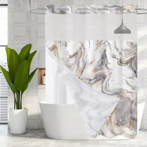 Shower Curtain Set with Snap-in Liner, Modern Abstract Shower Curtains - Picture 1 of 7