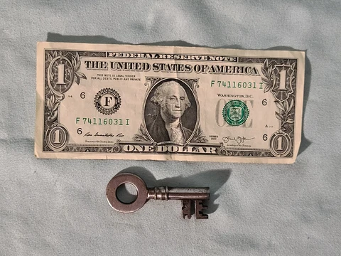 Large 2 3/8"  Wrought Iron Antique  Key, 18th / 19th Century (?), #5/10 Cover