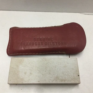 Frost Cutlery Genuine Arkansas Oil Stone Sharping Stone in Leather Case Brown - Picture 1 of 4