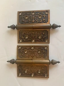 PAAR ORIGINAL ANTIKE BRONZE TÜRBÄNDER TURMSPITZEN DATIERT 1870 5-1/2 "R" - Bild 1 von 11