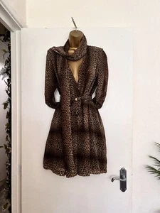 ZARA size Small S 8 Leopard Animal Print Chiffon Belted Short Aline Shirt Dress - Picture 1 of 9