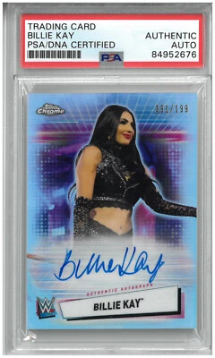 BILLIE KAY SIGNED AUTOGRAPH SLABBED 2021 WWE TOPPS CHROME CARD 91/199 PSA DNA - Image 1 of 2