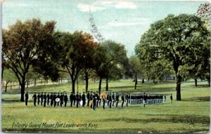 1908 1900s Kansas Postcard Infantry Guard Mount Fort Leavenworth KS Military - Picture 1 of 2