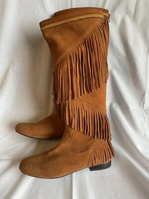 Sbicca Moccasins Womens 8.5 Tall Fringe Suede Zip Up Boots - Image 1 of 4