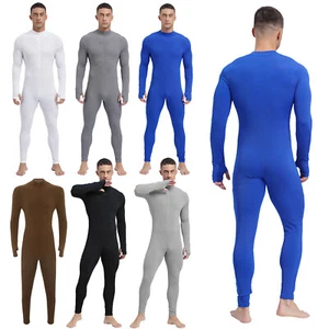 UK Men Sleevewear Mock Neck Activewear Elastic Underwear One Piece Jumpsuit Yoga - Picture 1 of 60