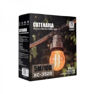 CATENARIA 5 METRI PER 10 LAMPADINE LED E27 PER ESTERNO IP65 - Foto 1 di 6