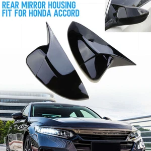 Mirror Caps Cover For Honda Accord Ox Horn 2018-2021 Rear View Trim Glossy Black - Picture 1 of 7