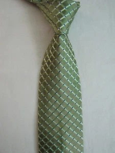 Jones New York Silk NECK TIE Classic Green Check Formal Luxury Necktie Excellent - Picture 1 of 6