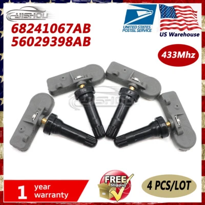 4pcs 56029398AB 68241067AB TPMS TIRE PRESSURE SENSOR For CHRYSLER JEEP DODGE - Image 1 of 4