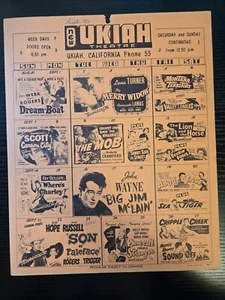 Theatre Monthly Mailer, septiembre de 1952, Ukiah aprox. Autocine/teatro de doble cara - Imagen 1 de 6
