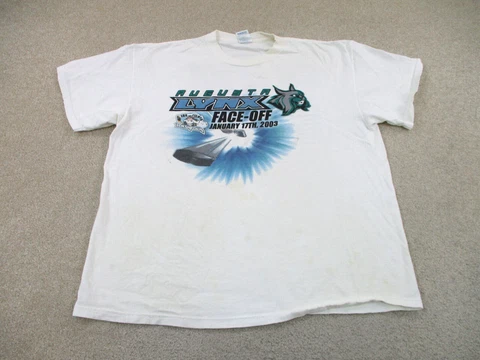 Augusta Lynx Shirt Adult Extra Large White Blue Minor League Hockey Outdoor Men* Cover