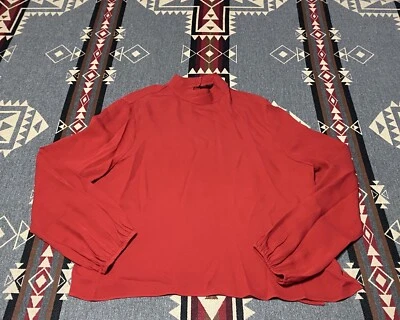 Blusa feminina Theory vermelha de seda gola simulada XL minimalista M5 - Imagem 1 de 4