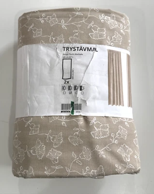 Ikea TRYSTAVMAL Cortinas 2 Paneles (1 Par) 57" x 98" Beige/Blanco Floral - NUEVO Foto 1 de 4
