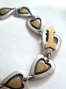 Vintage two tone sterling silver bracelet 925, 20 grams - Picture 1 of 5