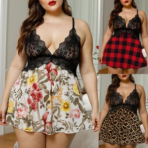Women Floral Nightdress Lingerie Babydoll Sleepwear Robe Nightwear Plus Size - Picture 1 of 15