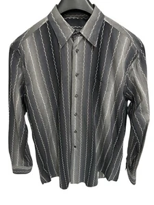 Zanella Men's Shirt Size XL Striped Black Gray Long Sleeve Geometric - Picture 1 of 6