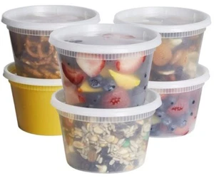 Extra Heavy Duty 240 Pack 16 oz Deli Food/Soup Plastic Containers w/ Lids 1 case - Picture 1 of 5
