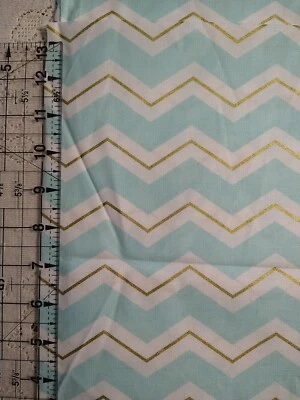 Mint & Gold Chevrons by BROTHER SISTER DESIGN STUDIO BTHY 18x44" - Image 1 of 4