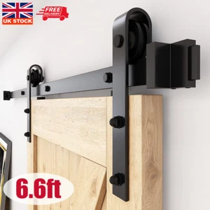 6.6 FT/200cm Sliding Barn Wood Door Hardware Steel Slide Closet Rail Track Set - Picture 1 of 11