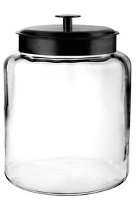 Anchor Hocking Montana Glass Jar with Fresh Sealed Lid, Black Metal, 2 Gallon - - Picture 1 of 3