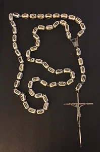 Large Wall Hanging 59, 1” Rosary Beads Carved Resin Jesus Christ Crucifix - Picture 1 of 7