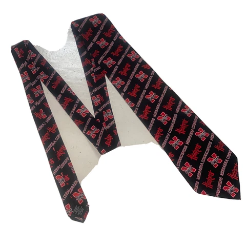 Vintage 1997 Nebraska Corn Huskers Silk Tie RM Sport Made In The USA Red Black Cover