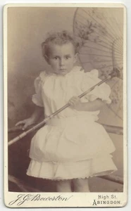 1870s Studio cdv Photograph - Pretty Blonde Girl & Umbrella - Abingdon, England - Picture 1 of 2