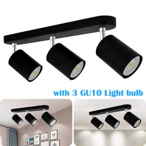 3 Way Ceiling Spotlight Adjustable Kitchen Bar Spot Light LED GU10 Lamp White UK - Picture 1 of 12