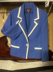 Jordache Vintage Blazer Jacket Bright blue with Trim Single Button - Picture 1 of 5