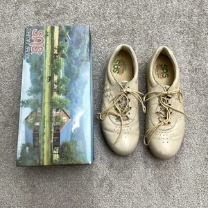 SAS Freetime Vintage Leather Walking Sneakers Shoes Men 10M Beige Lace Up W/ Box - Afbeelding 1 van 16