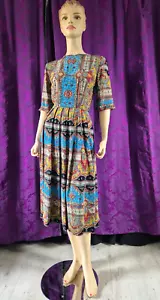 Vintage 1940s Cold Rayon Paisley Print Day Dress - Rare - Excellent condition - Picture 1 of 22