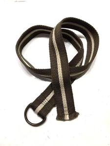 Unisex Belt D Ring Buckle Webbed Design Army Green Olive Khaki Stripe One Size - Picture 1 of 8