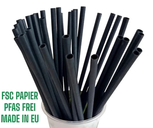 PAPIERSTROHHALME,Papiertrinkhalme, Jumbo schwarz Ø7x230 Pfas frei Profi Qualität - Bild 1 von 6