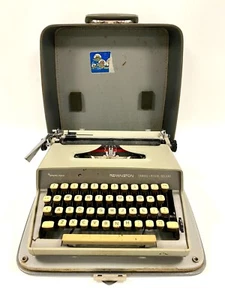 Remington Travel-Riter Deluxe Vintage 1960's Portable Typewriter - Grey In Case - Picture 1 of 8